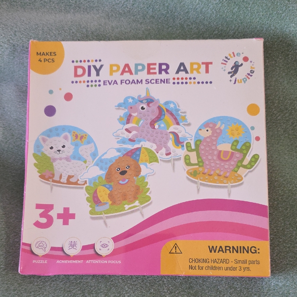Pink and Blue Puzzle Game DIY Paper Art Kit